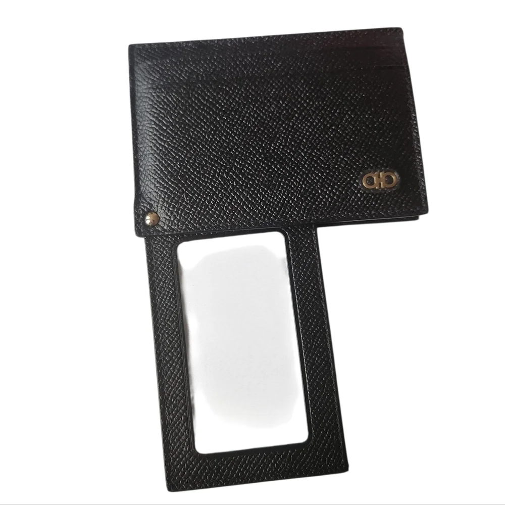 FERREGAMO Double Gancini Revival Leather Wallet Card Case - Picture 3 of 6